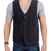 Gray striped cotton casual vest