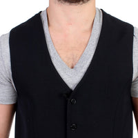 Black wool blend casual vest