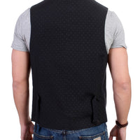 Black wool blend casual vest