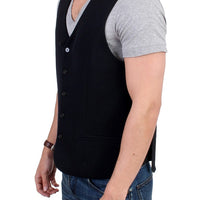 Black wool blend casual vest