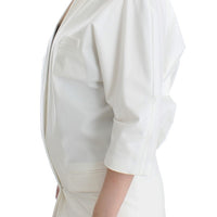 White Cotton Blend Oversized Blazer Jacket