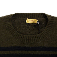 Brown striped crewneck sweater