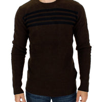 Brown striped crewneck sweater