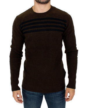 Brown striped crewneck sweater