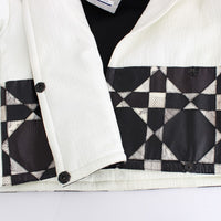 White Black Cropped Leather Jacket