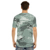 Men's Hip Hop Green Tye Dye T-shirt with Curved Hem