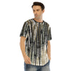 Men's Striped Hip Hop Tye Dye T-shirt with Pocket & Curved Hem