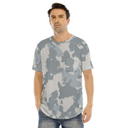 Men's Gray Camo Short Sleeve T-shirt with Curved Hem