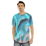 Men's Splotches of Color Short Sleeve T-shirt with Curved Hem