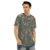 Men's Gray & Tan Hip Hop Tye Dye T-shirt with Curved Hem