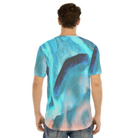 Men's Splotches of Color Short Sleeve T-shirt with Curved Hem