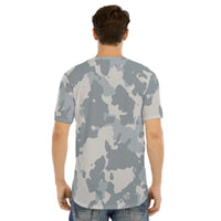 Men's Gray Camo Short Sleeve T-shirt with Curved Hem