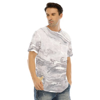 Men's Gray Hip Hop Tye Dye Short Sleeve T-shirt with Curved Hem