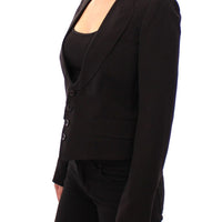 Black Silk Scarf Back Blazer Jacket