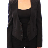 Black Silk Scarf Back Blazer Jacket