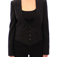 Black Silk Scarf Back Blazer Jacket