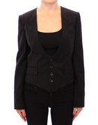 Black Silk Scarf Back Blazer Jacket