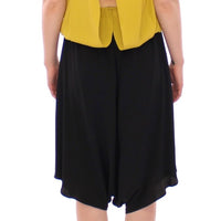 Black Yellow Silk Shift Sheath Coctail Dress