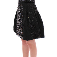 Black Crystal Handmade Above Knee Skirt