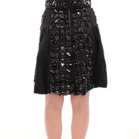 Black Crystal Handmade Above Knee Skirt