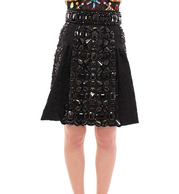 Black Crystal Handmade Above Knee Skirt