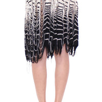 White Black Knitted Assymetrical Skirt