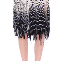 White Black Knitted Assymetrical Skirt