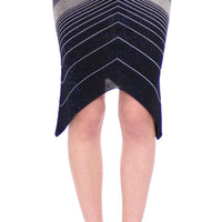 Knitted Chevron Striped Assymetrical Skirt