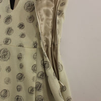 White Printed Shift V-neck Sheath Dress