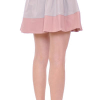 Pink Gray Mini Short Pleated Skirt