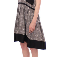 Black Gray Silk A-Line Shift Dress