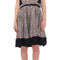 Black Gray Silk A-Line Shift Dress