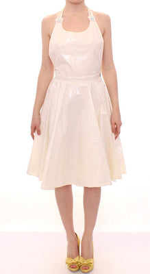 White Halterneck Knee Length Tea Dress