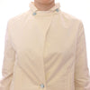 White Viscose Button Front Jacket Coat Trench