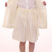 White Viscose Button Front Jacket Coat Trench