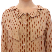 Pink Long Sleeve Button Front Blouse Shirt