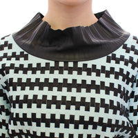 Blue Black Nappa Leather Top Sweater