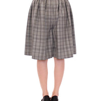 Gray Checkered Wool Shorts Skirt