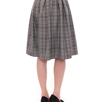 Gray Checkered Wool Shorts Skirt
