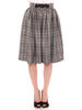 Gray Checkered Wool Shorts Skirt