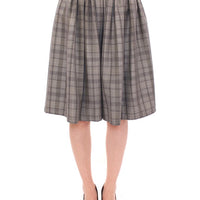 Gray Checkered Wool Shorts Skirt