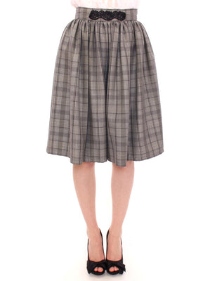 Gray Checkered Wool Shorts Skirt