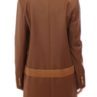Brown Wool Silk Blazer Coat Jacket