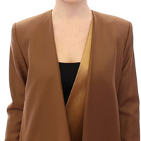 Brown Wool Silk Blazer Coat Jacket