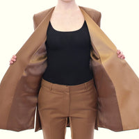 Brown Wool Silk Blazer Coat Jacket