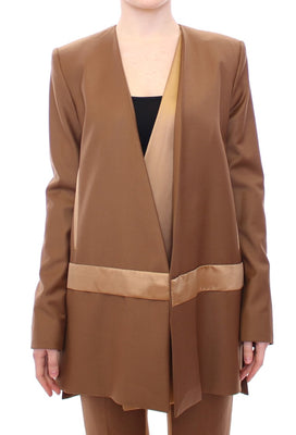 Brown Wool Silk Blazer Coat Jacket