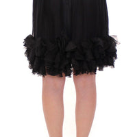 Black Silk Transparent Above Knees Skirt