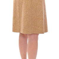 Beige Alpaca Above Knees Pencil Skirt