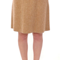 Beige Alpaca Above Knees Pencil Skirt