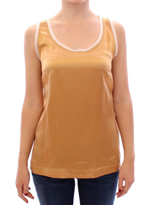 Gold Sleeveless Silk Top Tank